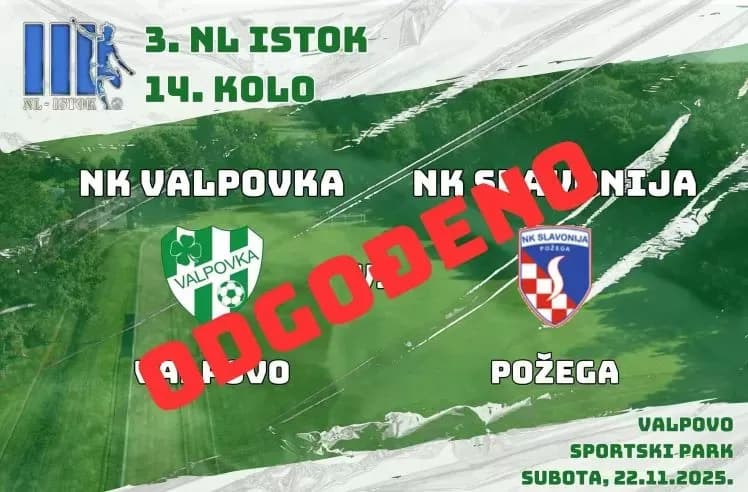 Odgođeno kompletno 14. kolo Treće hrvatske nogometne lige-istok