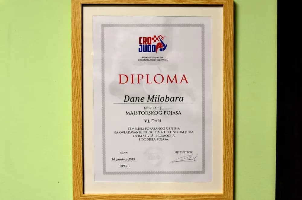 ŽIVOT POSVEĆEN TATAMIJU: Dane Milobara primio majstorski 6. DAN i crveno-bijeli pojas