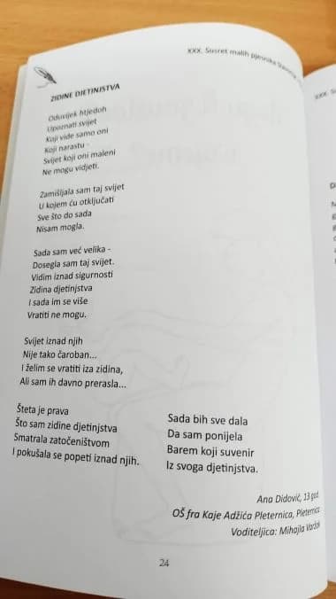 Pjesma pleterničke učenice Ane Didović uvrštena u zbirku „Zapisi odrastanja“