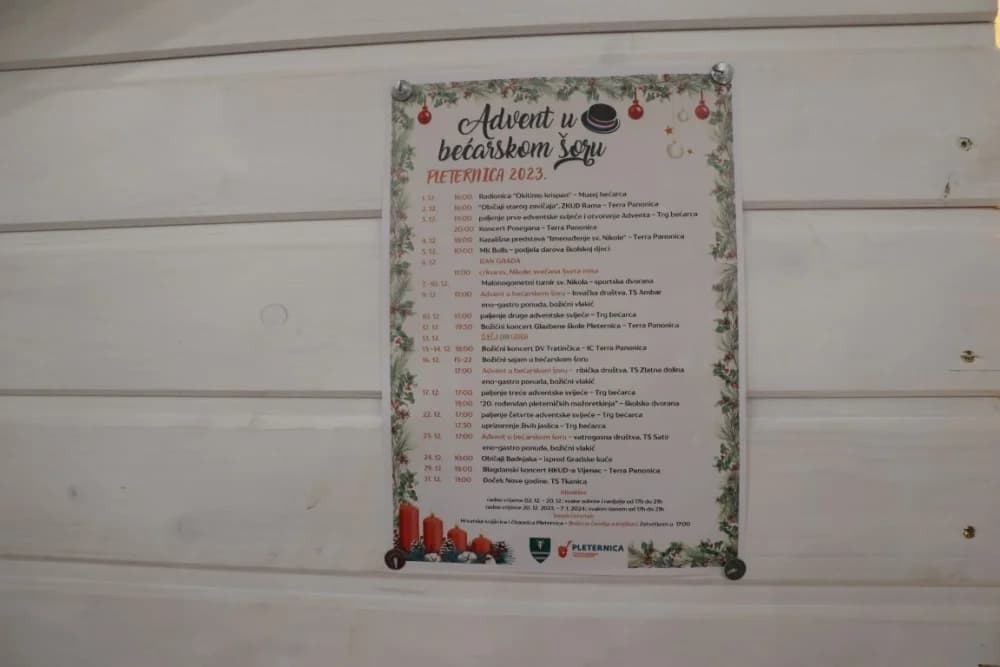 Najavljen program adventskih događanja u Bećarskom šoru Pleternica