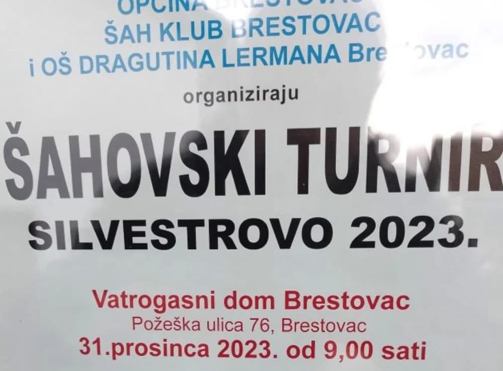 U NEDJELJU U BRESTOVCU Kadetski šahovski turnir „Silvestrovo 2023“