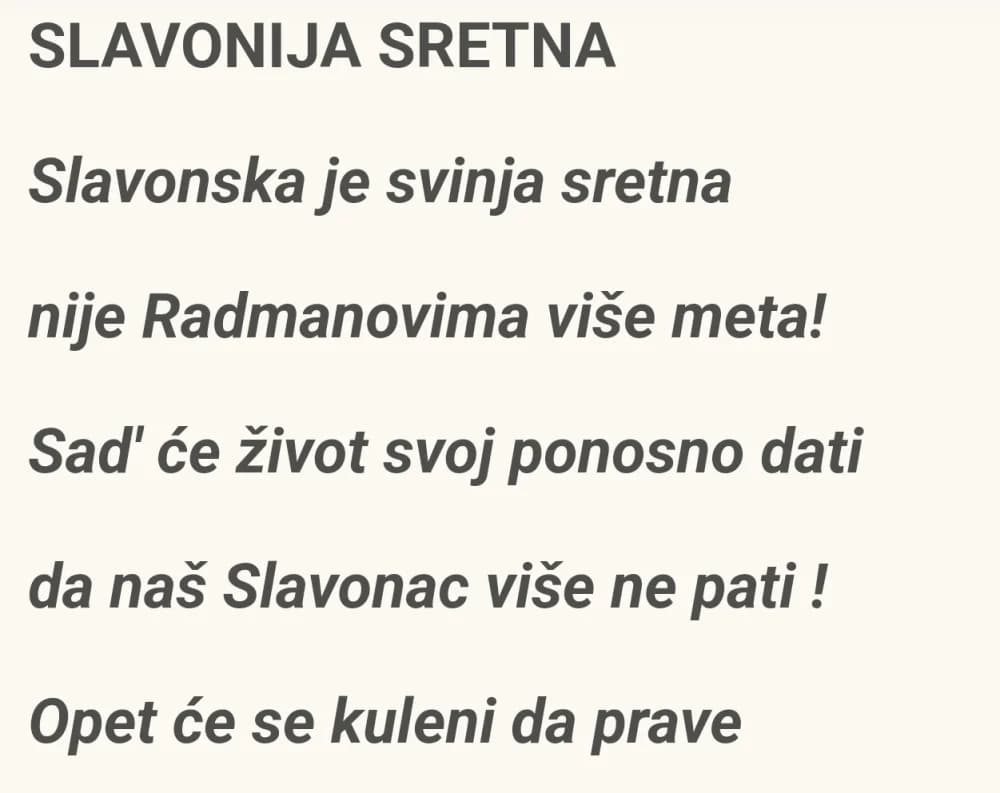 AKTUALNI STIHOVI: Umirovljeni zagrebački sudac rodom Požežanin napisao pjesmu o kolinju nakon ukidanja zabrane