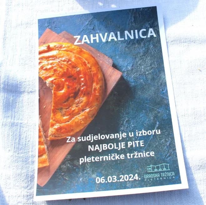 GRADSKA TRŽNICA U PLETERNICI Najbolja pita Sandija Liščevića iz Sulkovaca, ocjenom posjetitelja pobjednica Anđa Bošnjak iz Srednjeg Sela