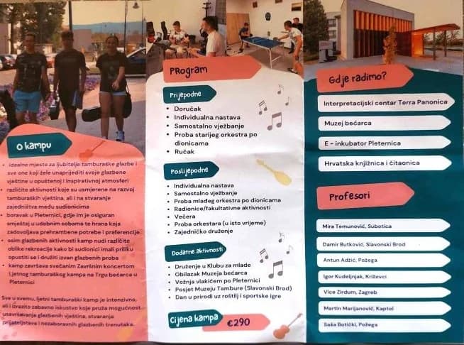 LJETNI TAMBURAŠKI KAMP U PLETERNICI: Prijave od 19. ožujka do 30. travnja, a sedmodnevna manifestacija u kolovozu