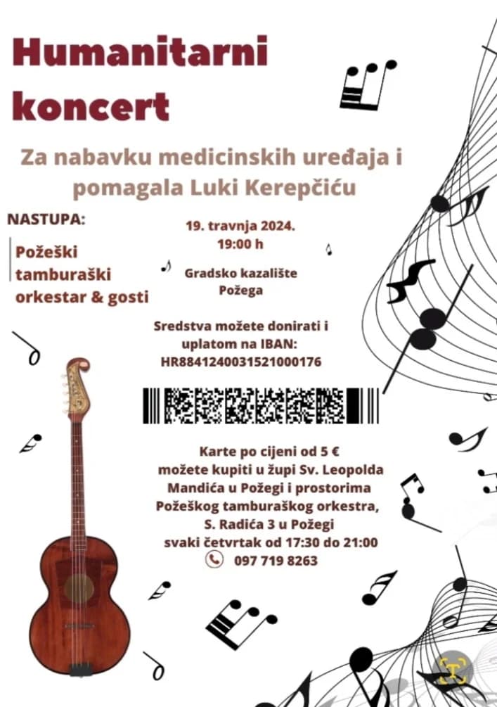 POMOĆ STRADALOME: Požeški tamburaški orkestar sa svojim gostima ima dva  humanitarna koncerta za Luku Kerepčića