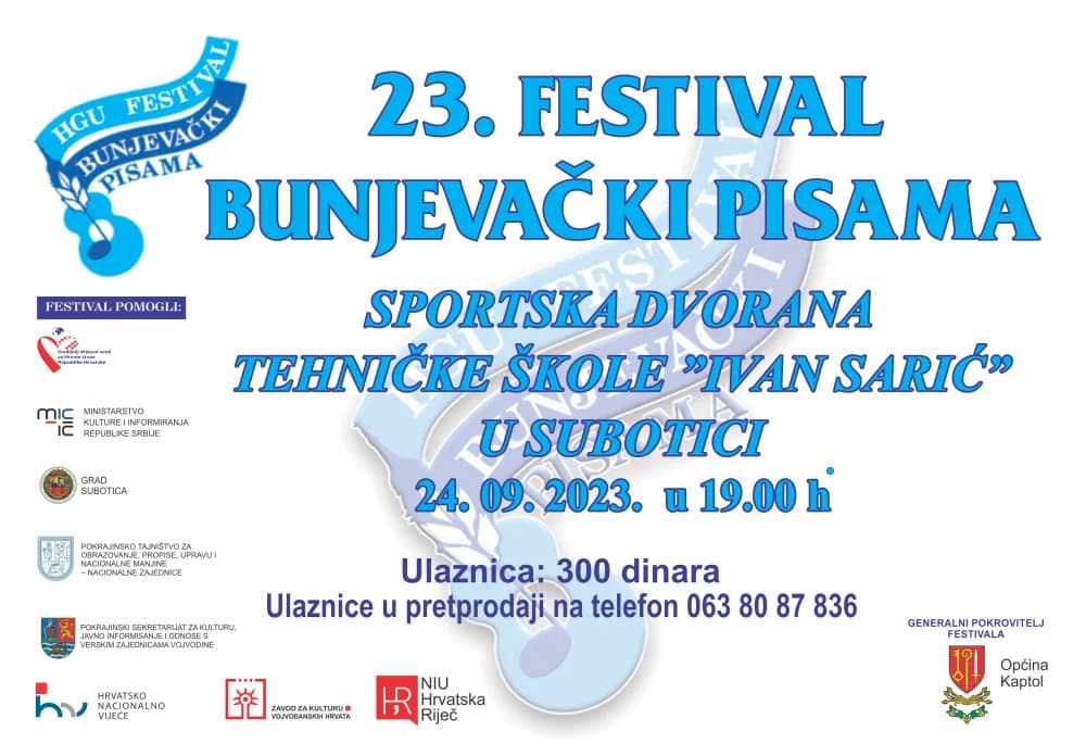 Općina Kaptol pokrovitelj Festivala bunjevačkih pisama u Subotici