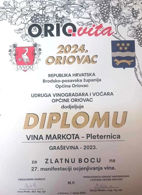 Cabernet sauvignon vinarije Markota iz Pleternice šampion u kategoriji crnih vina