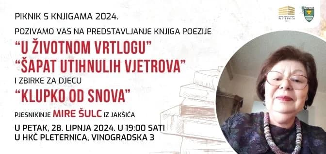 „PIKNIK S KNJIGAMA“ U PLETERNICI Na hipodromu program za mlade i djecu, u Knjižnici večer poezije Mire Šulc
