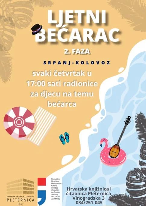 Tijekom srpnja i kolovoza kreativne radionice o bećarcu za osmoškolce