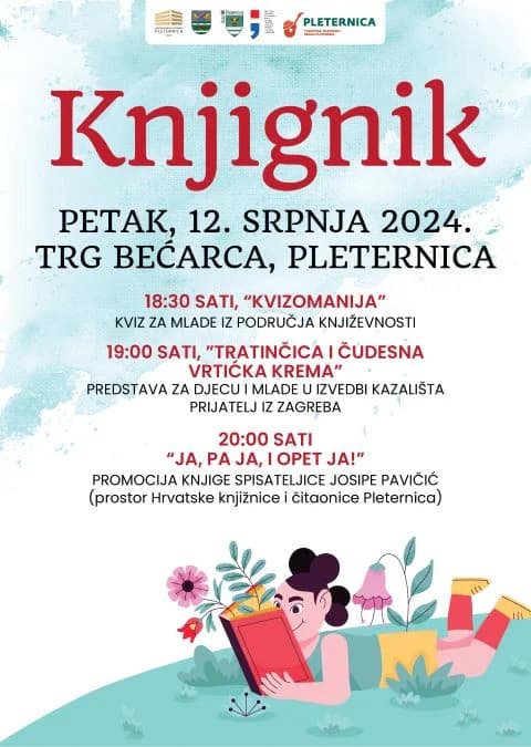 (NAJAVA) LJETNA MANIFESTACIJA „KNJIGNIK“ U PLETERNICI: Program za djecu na Trgu bećarca, za odrasle u pleterničkoj Knjižnici