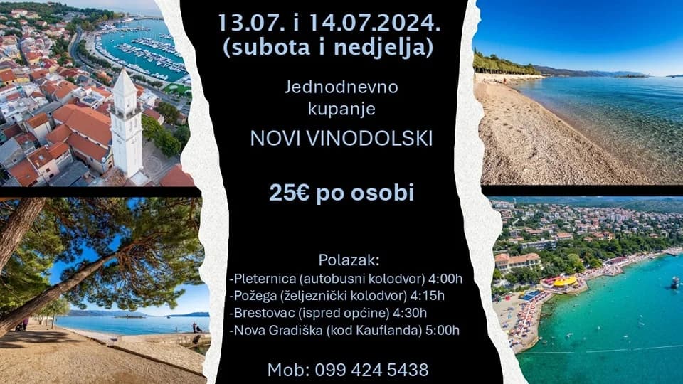 IZLET NA JADRAN: Još ima poneke slobodno mjesto za nedjeljno jednodnevno kupanje na moru po popularnoj cijeni.
