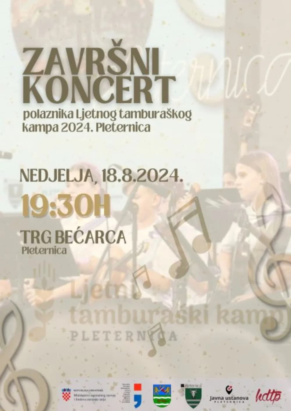 [NAJAVA] Završni koncert polaznika Ljetnog tamburaškog kampa večeras u Pleternici