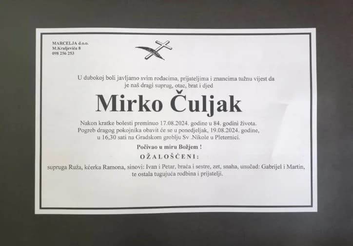 IN MEMORIAM Mirko Čuljak (1940.-2024.)- bivši ravnatelj požeške Obrtničke škole