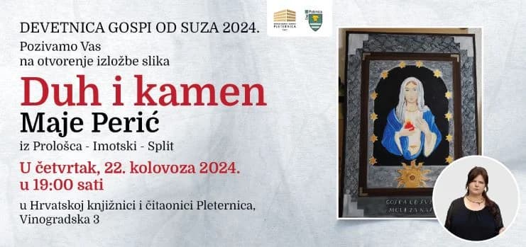 Danas u Pleternici otvorenje izložbe slika ʼDuh i kamenʼ autorice Maje Perić