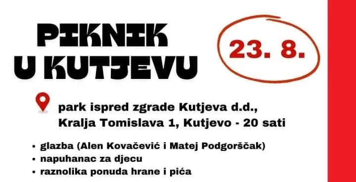 Večeras piknik u Kutjevu od 20 sati uz bogatu gastro ponudu i zabavni kutak za najmlađe: Ne propustite!