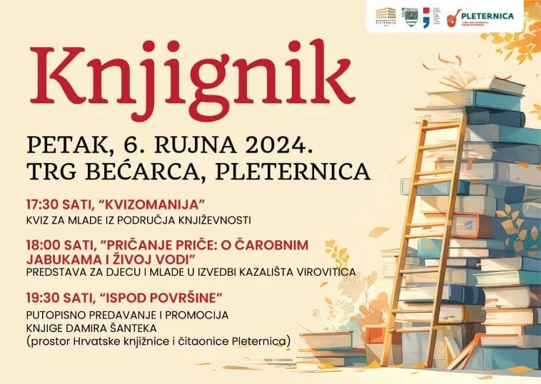 (NAJAVA) ZADNJI OVOGODIŠNJI „KNJIGNIK“: Program za djecu i mlade na Trgu bećarca, za odrasle  promocija knjige Damira Šanteka