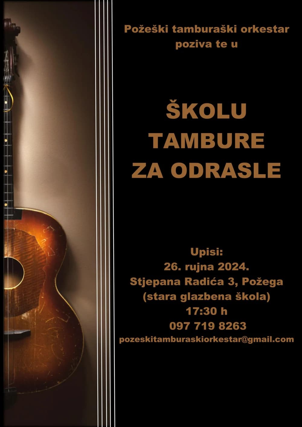 LJUBAV PREMA GLAZBI: Požeški tamburaški orkestar ima novo čelništvo – slijede upisi u Školu tambure  i novi nastupi