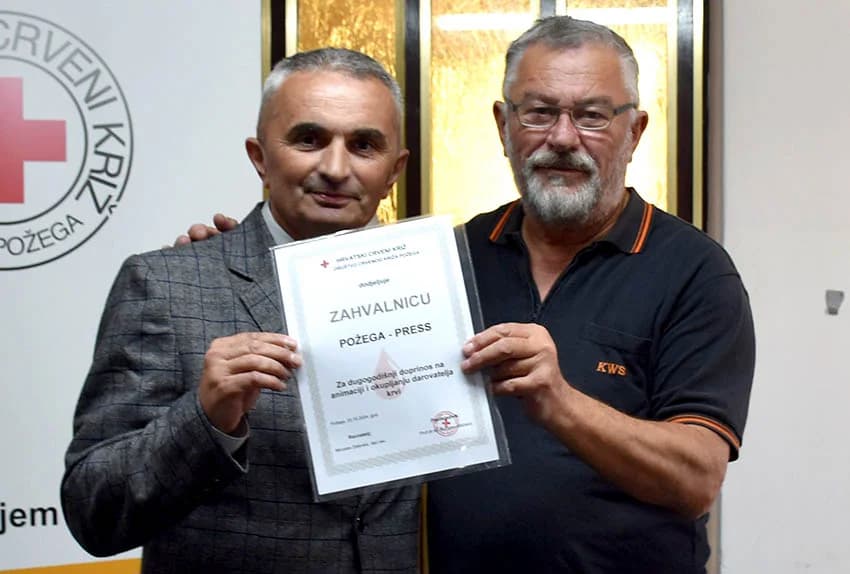 POŽEŽANI SVEČANO OBILJEŽILI DAN DARIVATELJA KRVI: Daruju sebe za druge - Zdenku Šojatu priznanje za 157 davanja