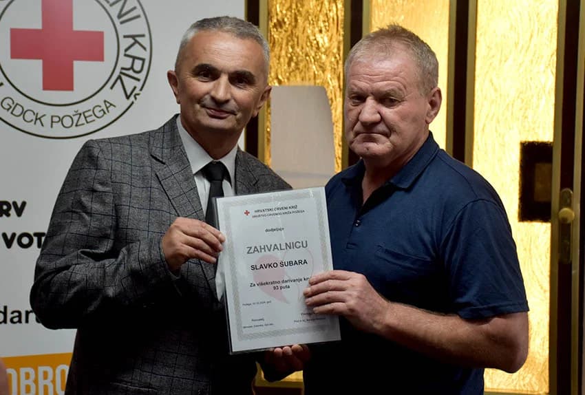 POŽEŽANI SVEČANO OBILJEŽILI DAN DARIVATELJA KRVI: Daruju sebe za druge - Zdenku Šojatu priznanje za 157 davanja