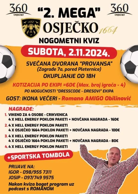 VEČERAS U ZAGRAĐU: U dvorani Provansa „ 2. Mega nogometni kviz“