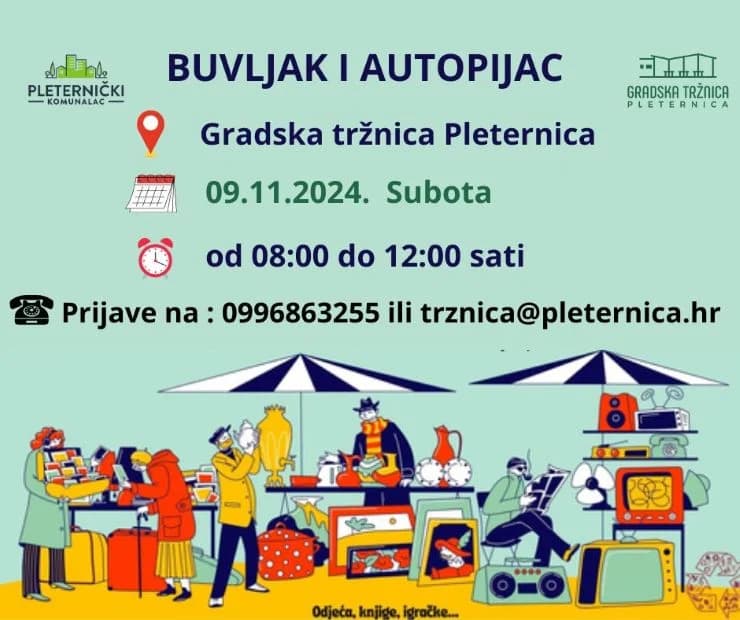 „Buvljak i autopijac“ u subotu dopodne drugi po redu na prostoru Gradske tržnice u Pleternici