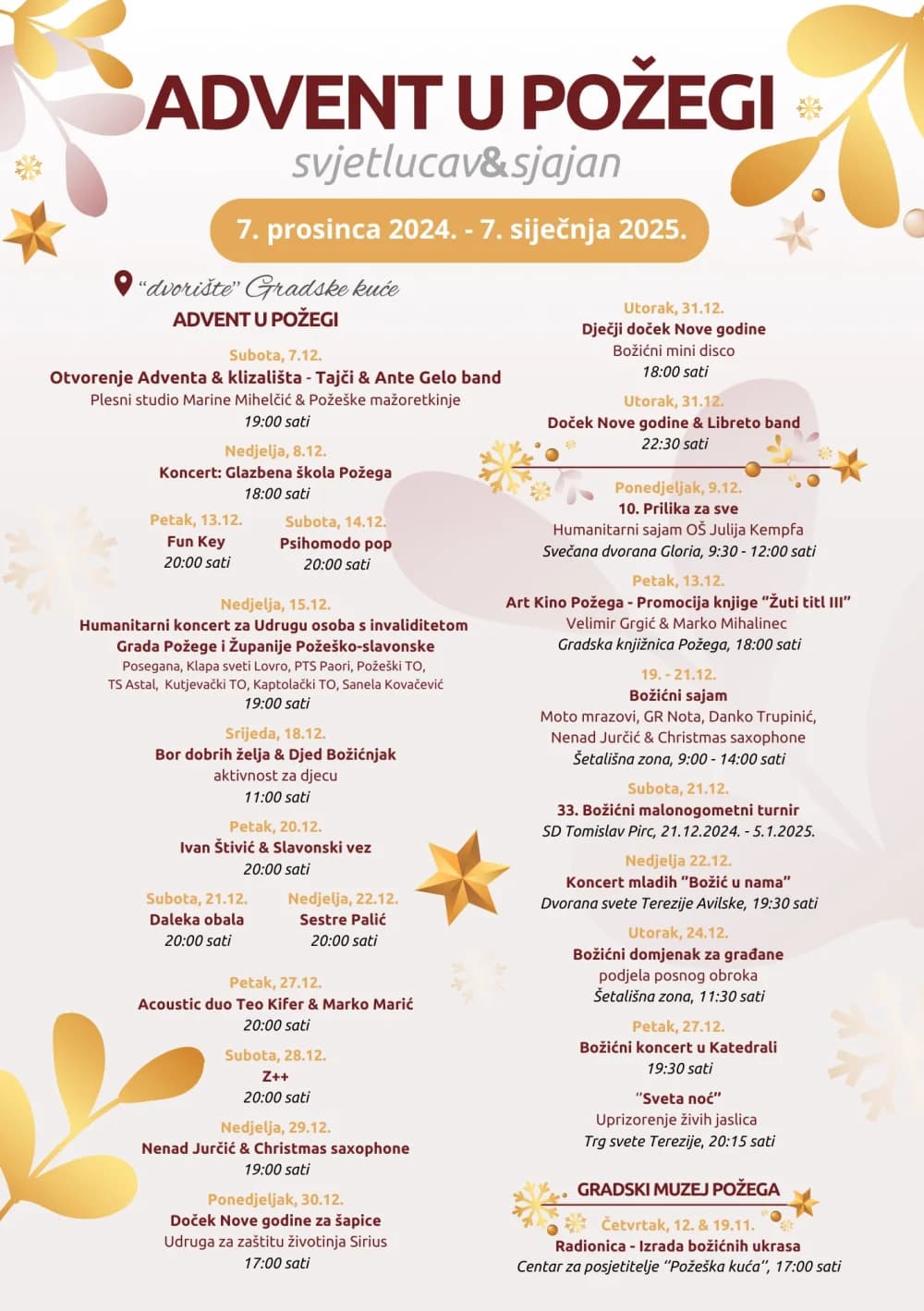Najavljen program Adventa u Požegi koji će biti u duhu zajedništva i ljubavi spajajući tradiciju i suvremeni blagdanski doživljaj