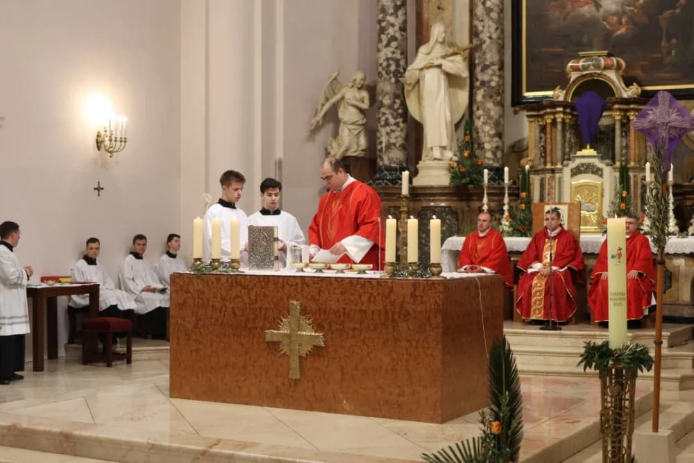 /FOTOGALERIJA/ Nedjelja Muke Gospodnje – Cvjetnica u požeškoj Katedrali