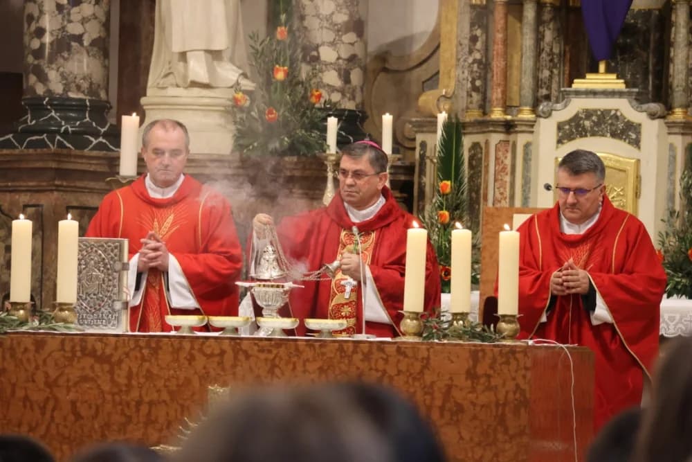 /FOTOGALERIJA/ Nedjelja Muke Gospodnje – Cvjetnica u požeškoj Katedrali