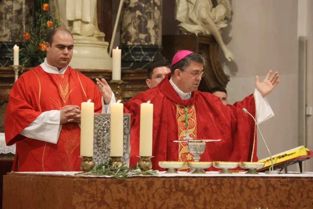/FOTOGALERIJA/ Nedjelja Muke Gospodnje – Cvjetnica u požeškoj Katedrali