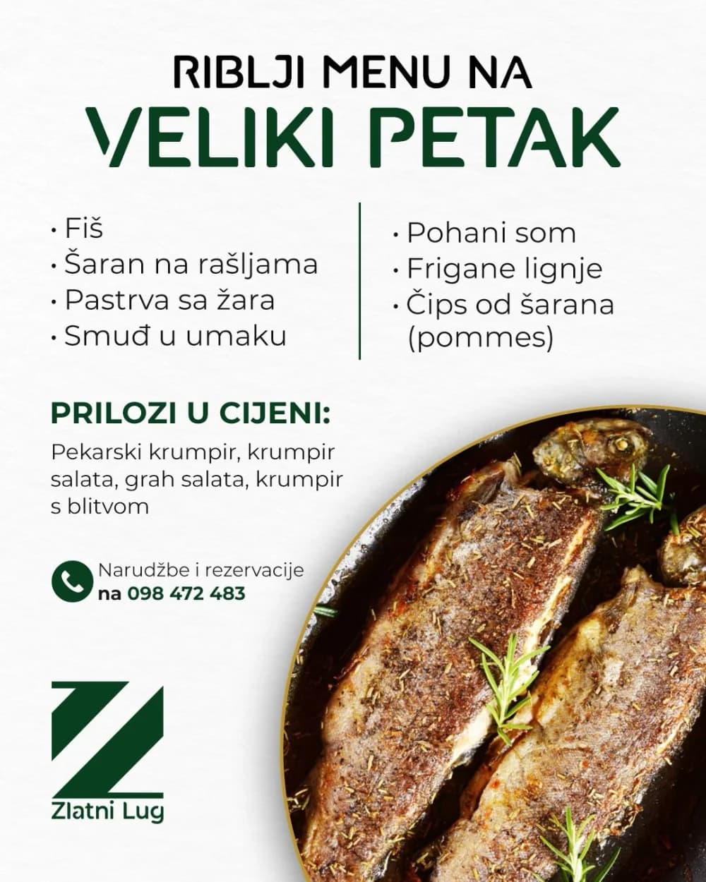 Ovoga petka u Zlatnom lugu raznovrsne riblje delicije - rezervirajte svoje mjesto što prije!