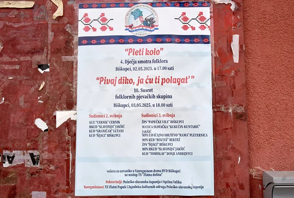 Pučko pjevanje bez glazbe izvele skupine na smotri u Biškupcima