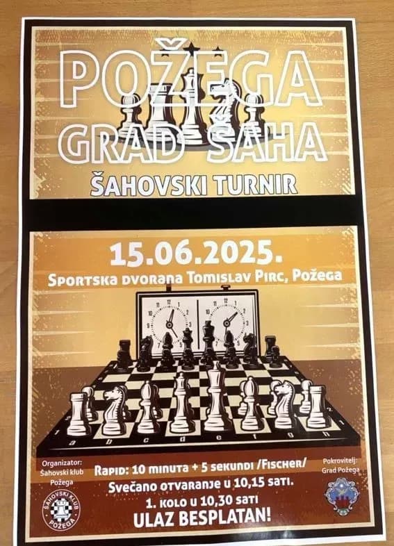 (NAJAVA) U nedjelju 15. lipnja međunarodni turnir „Požega grad šaha“