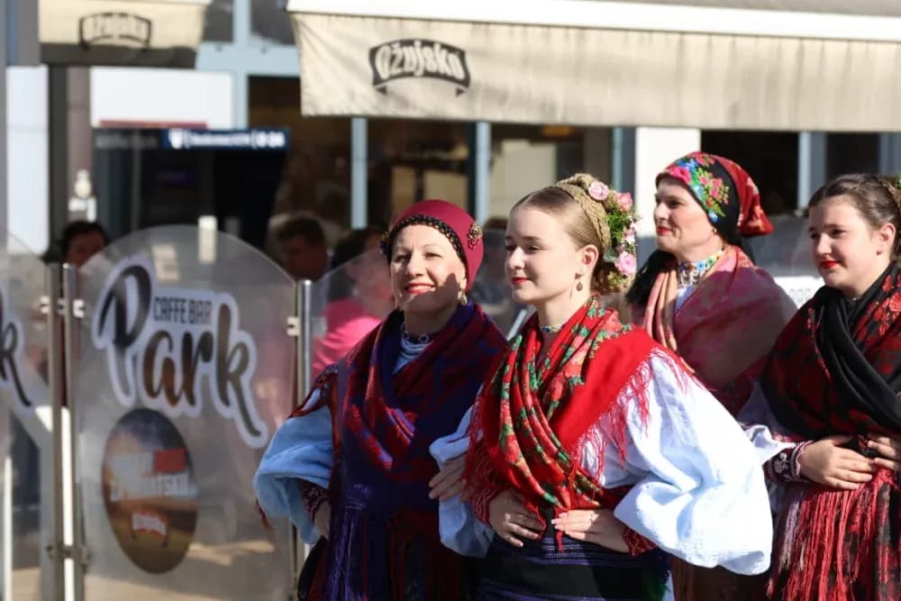 Povorka konjanika i konjskih zaprega ta članova kulturno-umjetničkih društava ulicama grada Pleternice