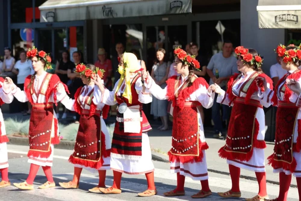 Povorka konjanika i konjskih zaprega ta članova kulturno-umjetničkih društava ulicama grada Pleternice