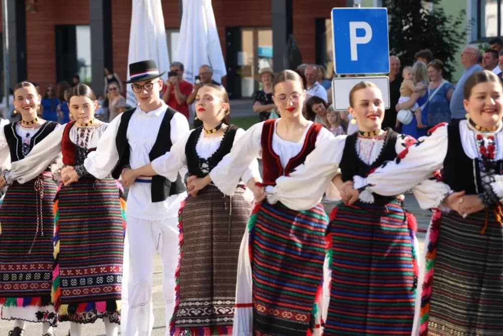 Povorka konjanika i konjskih zaprega ta članova kulturno-umjetničkih društava ulicama grada Pleternice