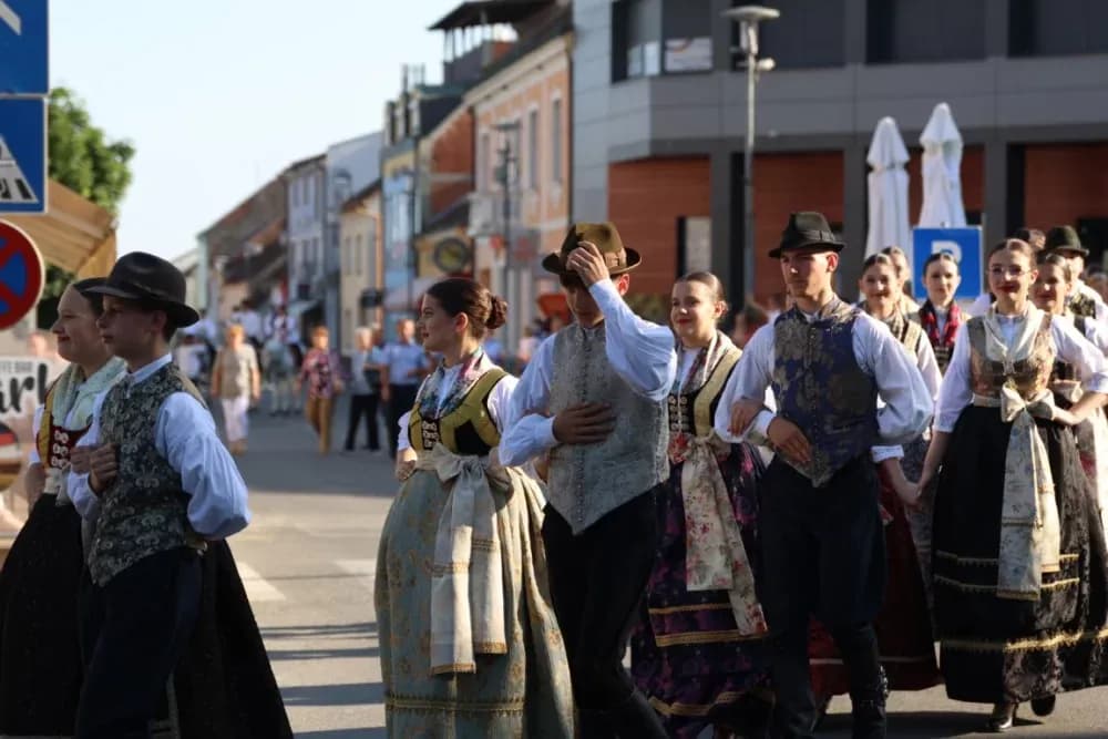 Povorka konjanika i konjskih zaprega ta članova kulturno-umjetničkih društava ulicama grada Pleternice