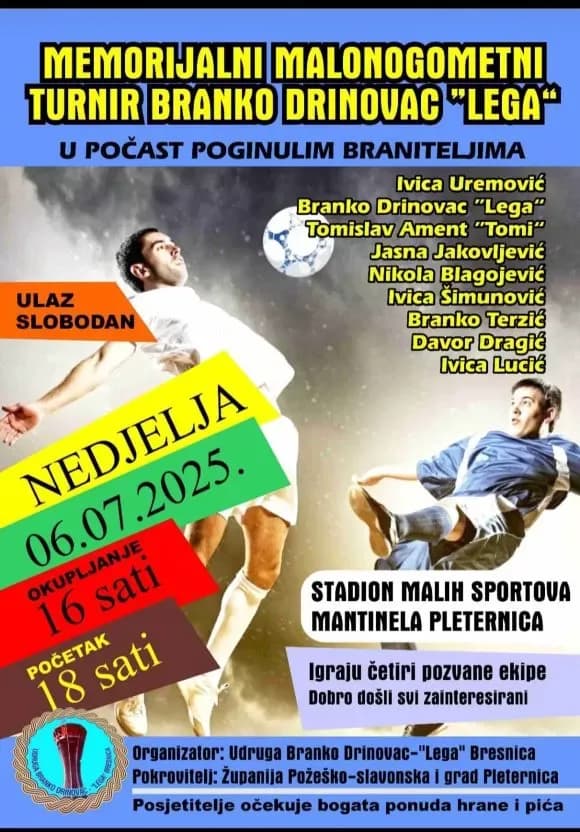 POČAST POGINULIM BRANITELJIMA: Memorijalni malonogometni turnir „Branko Drinovac-Lega“