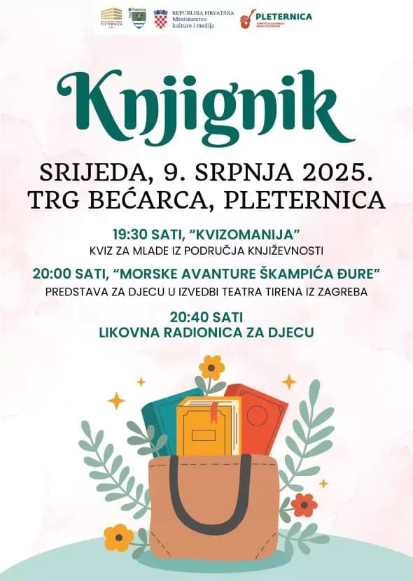 [NAJAVA] „KNJIGNIK„ PLETERNIČKE KNJIŽNICE U srijedu na Trgu bećarca kviz za mlade i predstava za djecu
