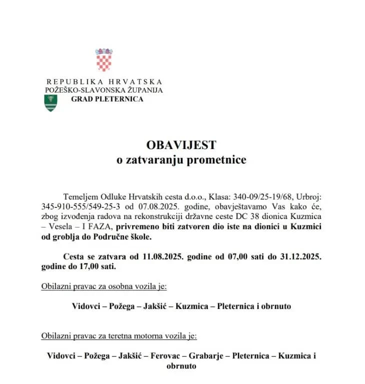 Totalna pomutnja na zatvorenoj prometnici između Kuzmice i Dervišage!