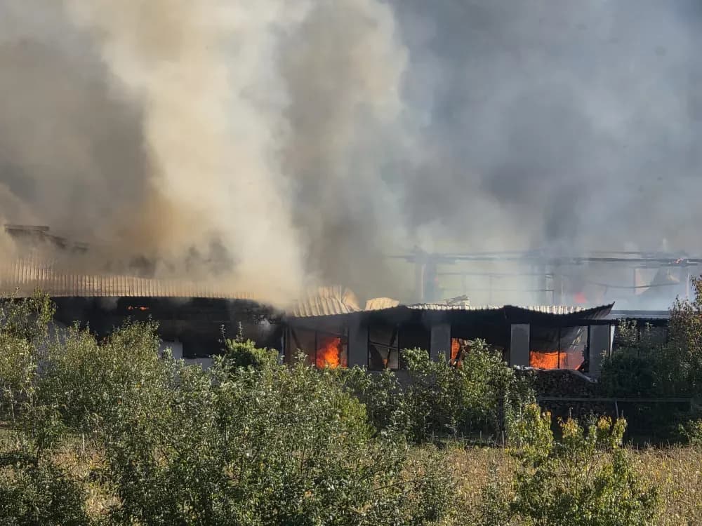 Veliki požar u Buku: Gori pogon za proizvodnju stolarije - vatrogasci se bore s vatrenom stihijom