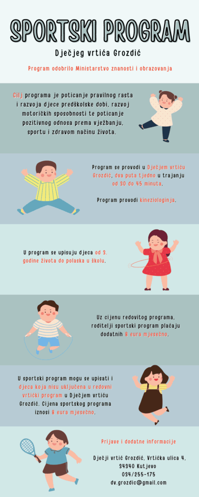 Provođenje kraćeg sportskog programa u kutjevačkom Dječjem vrtiću / od 1.siječnja 2023.