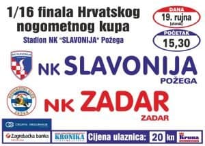Podržimo momčad "Slavonije" protiv Zadra u 1/16 finala kupa: Utorak, 19.rujna u 15,30 sati