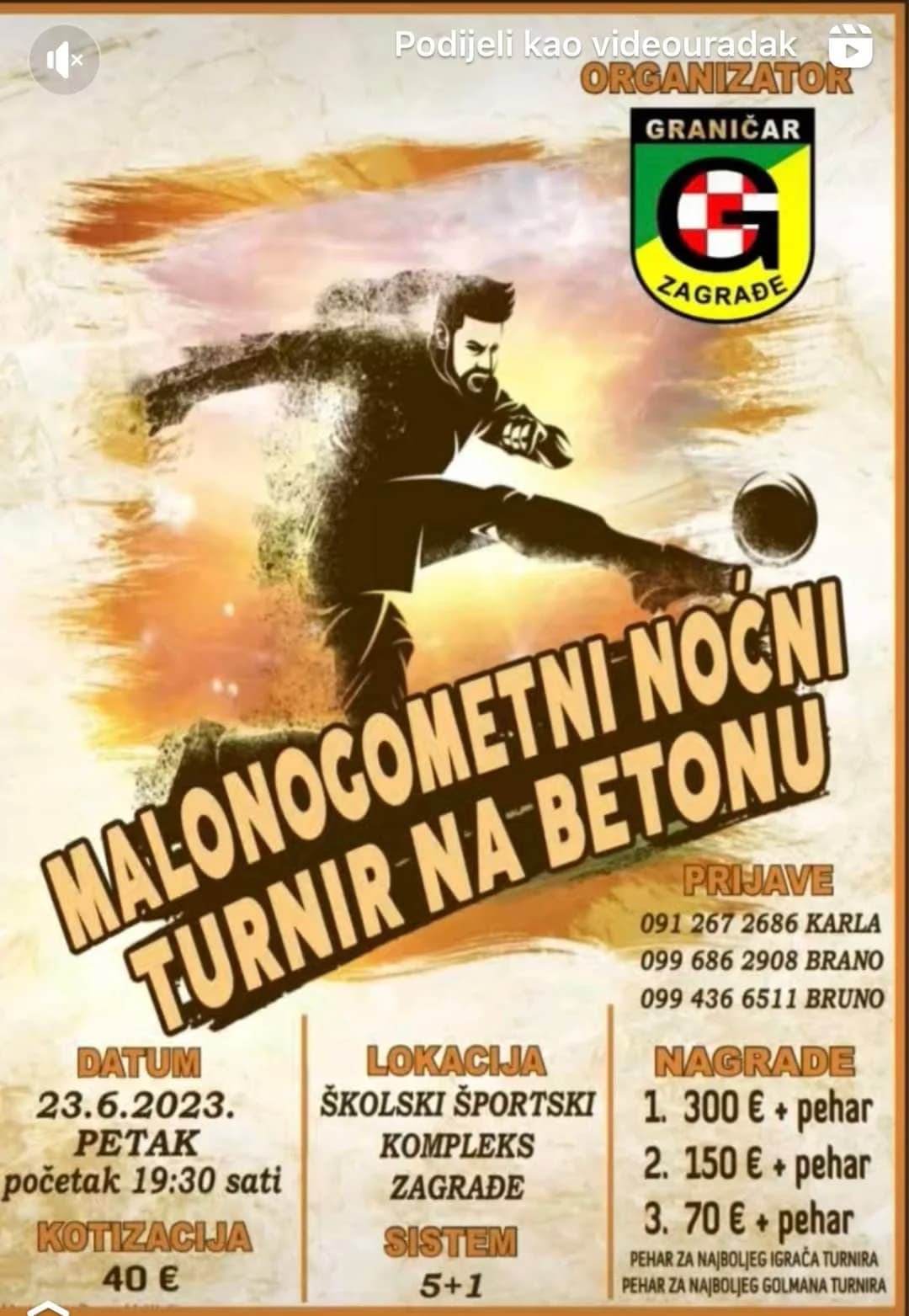 Tradicionalni malonogometni noćni turnir na betonu u Zagrađu ovog petka, a bit će i zabava uz tamburaše