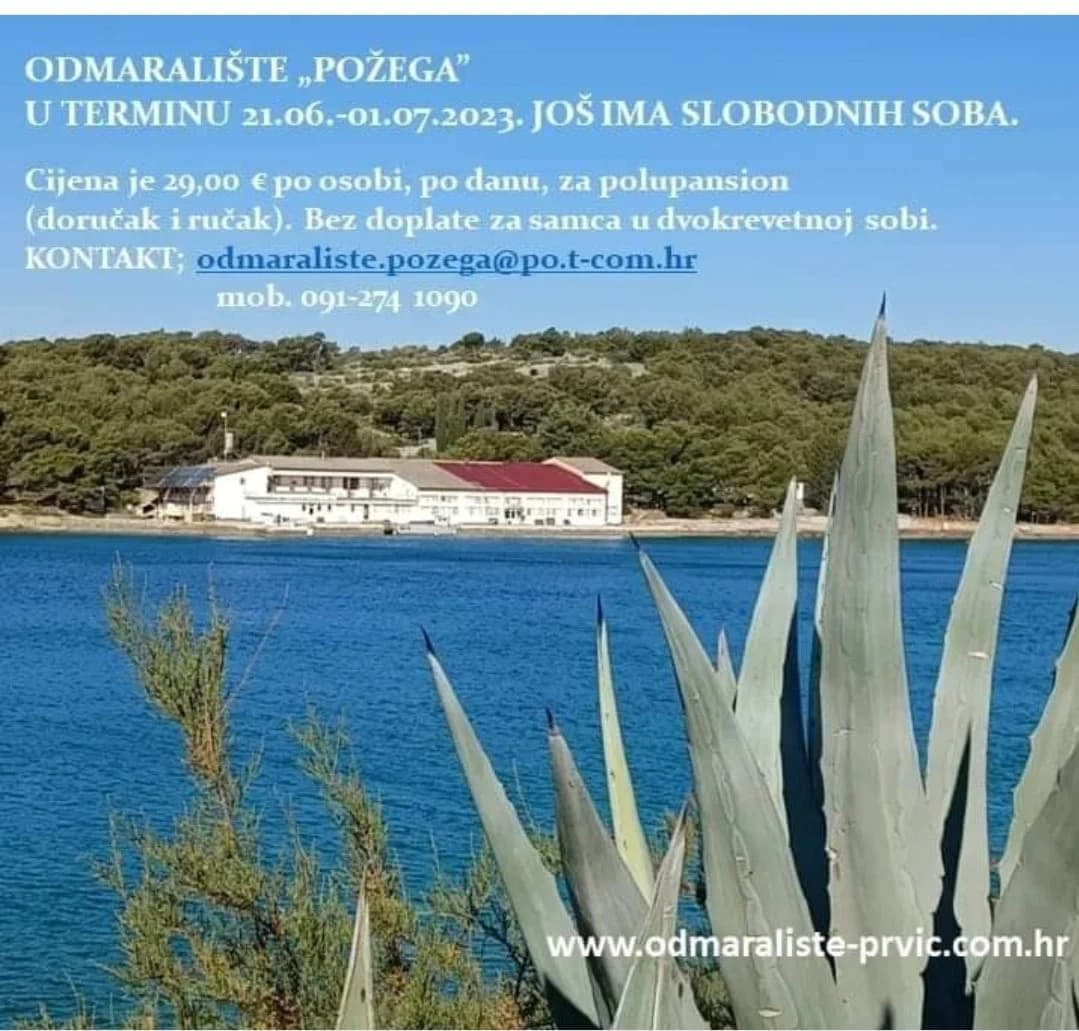 Ovog ljeta polupansioni po osobi u Odmaralištu Požega na Prviću iznose od 29 do 32 eura