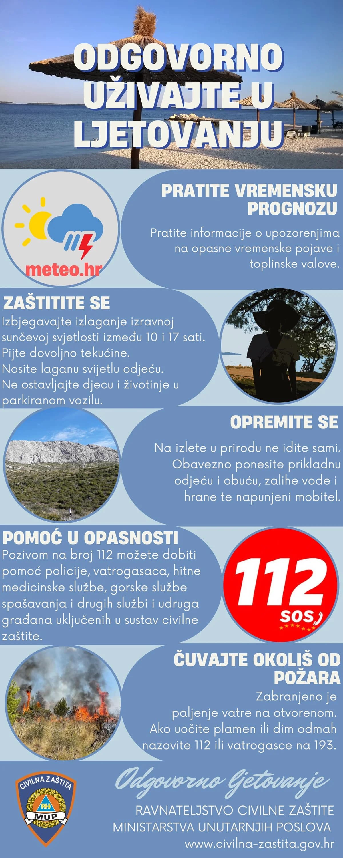 Kako odgovorno uživati u ljetu i zaštiti se odgovorit će vam informativni letak  „ODGOVORNO LJETOVANJE“