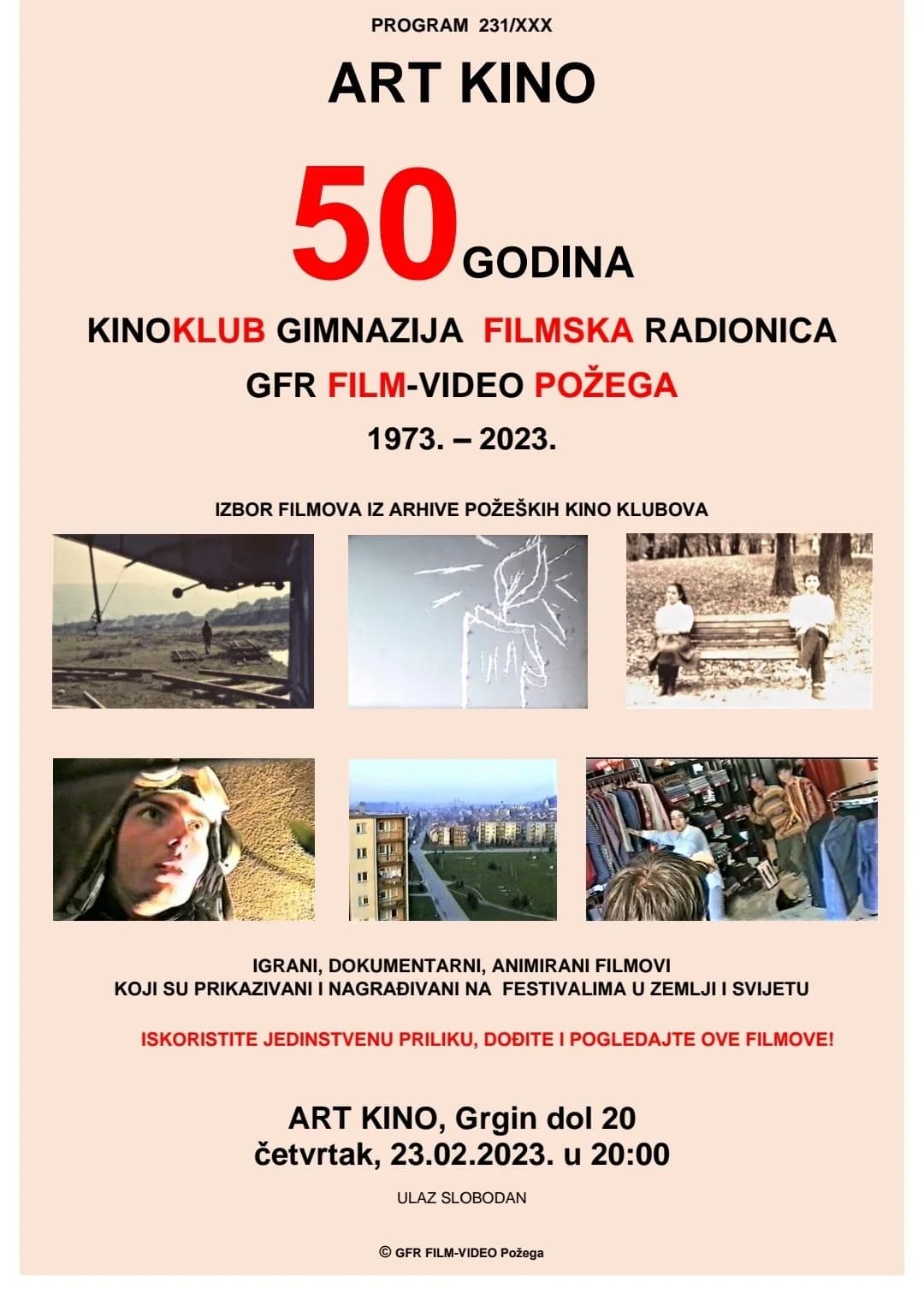 Novi program filmova u Art kinu uz jubilej GFR Udruge