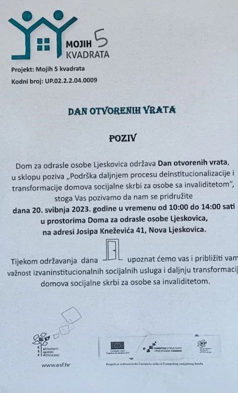 Održan prvi Okrugli stol u sklopu EU projekta Mojih 5 kvadrata i Dan otvorenih vrata u Domu za odrasle osobe Ljeskovica /FOTO/