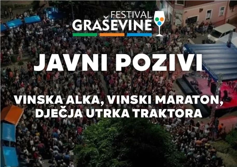 Poziv na sudjelovanje u jedinstvenim kutjevačkim manifestacijama ; Vinska alka, Vinski maraton, Dječja utrka traktora