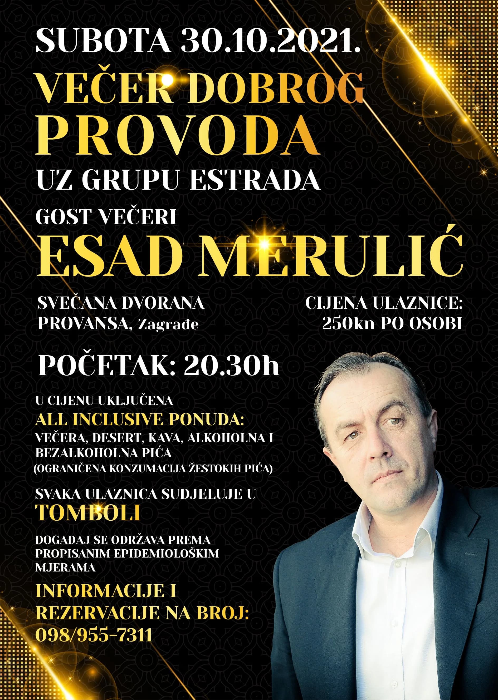 Uskoro večer dobrog provoda: Popularni Esad Merulić sa hitom Žale godine i drugim uspješnicama uz pratnju grupe Estrada dolazi 30. listopada u Zagrađe