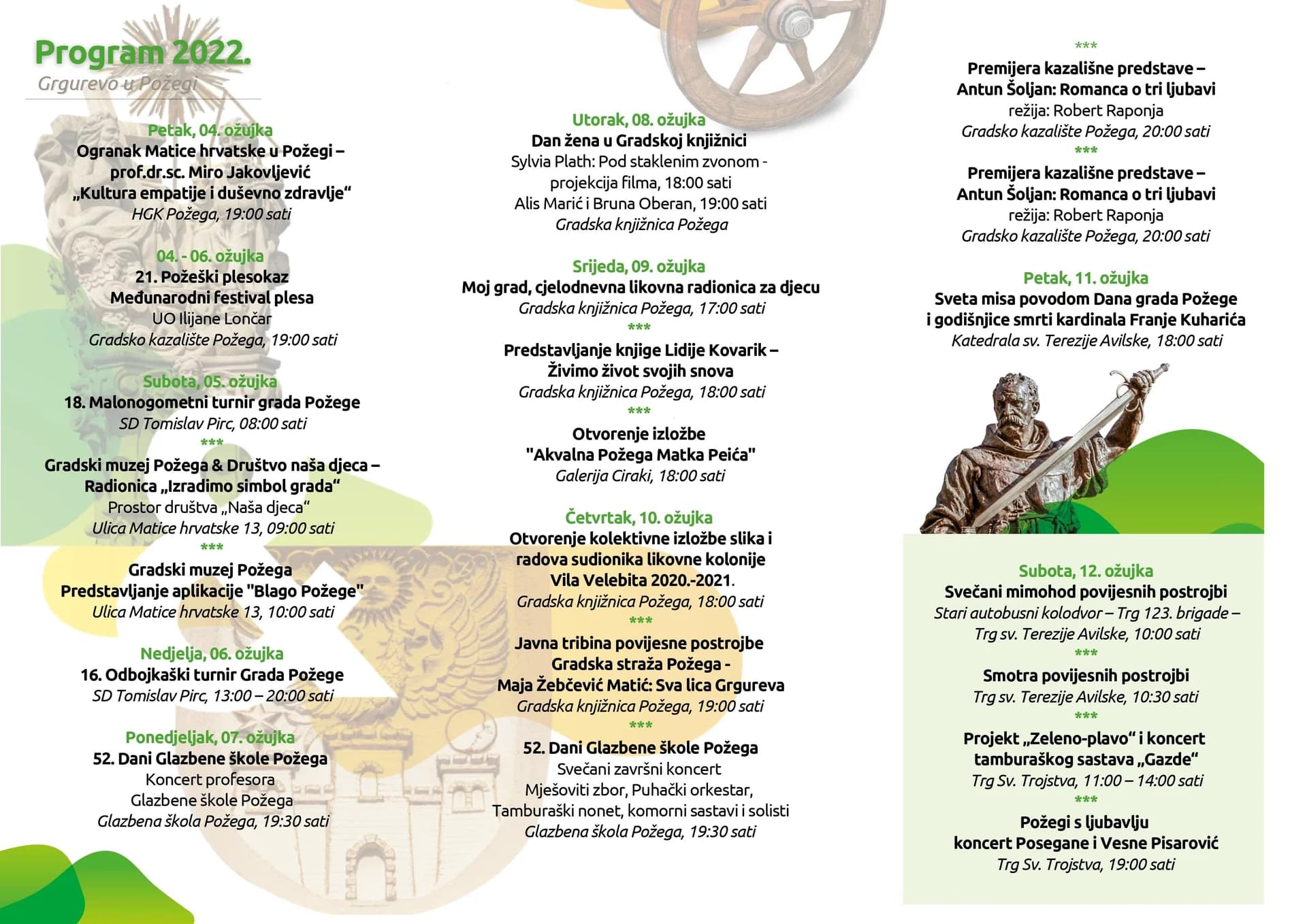Bogat program sa zanimljivim manifestacijama i kulturnim događanjima uz obilježavanje Dana grada Požege 2022.